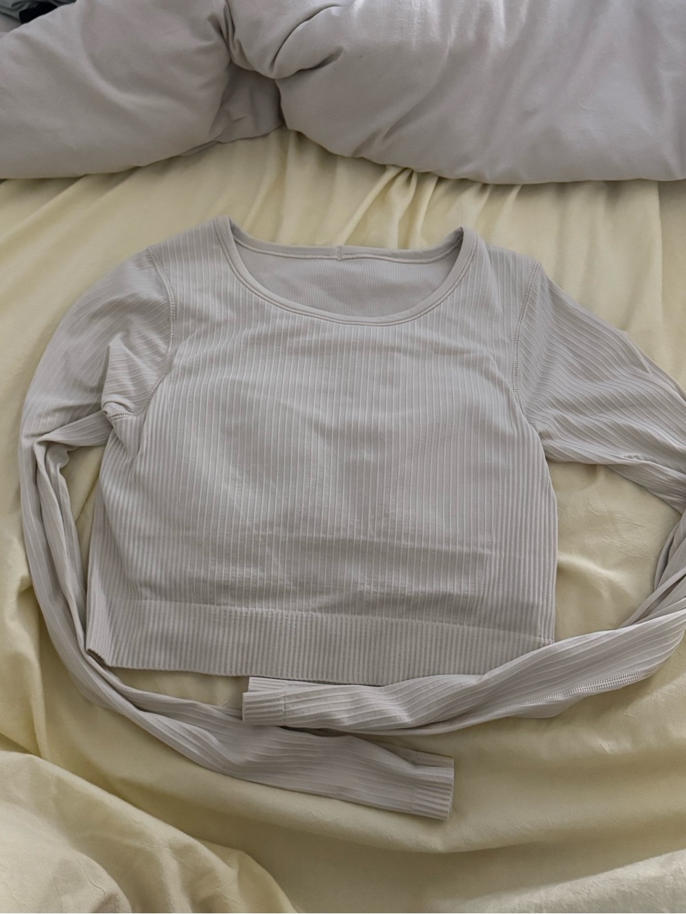 lululemon ebb to street long sleeve in bone size 6